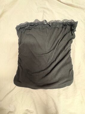 Black Lace Trim Tube Top